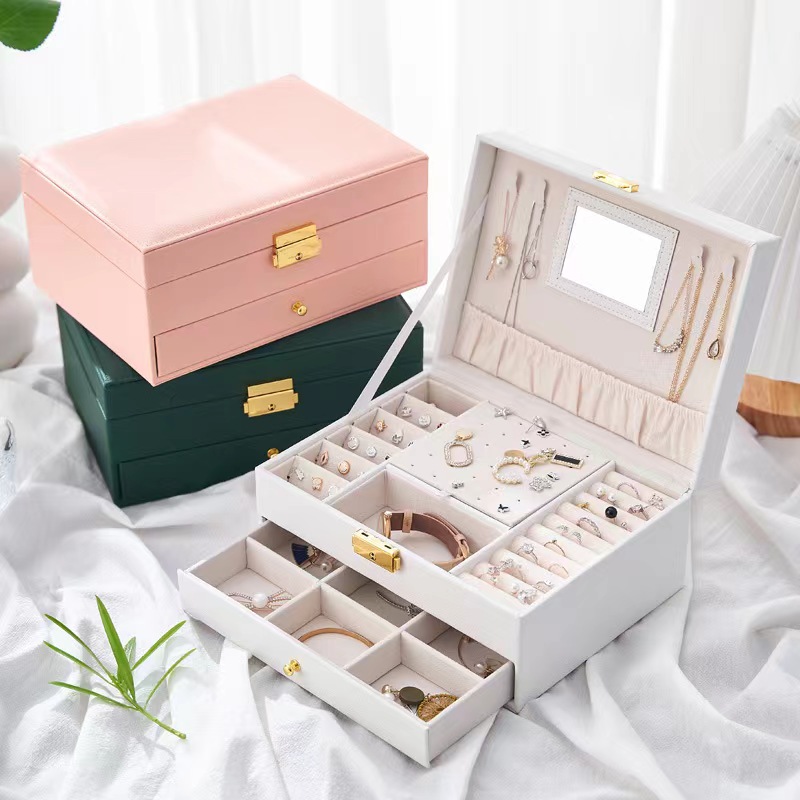 Retro Drawer Cosmetic Case Earrings Ring Jewelry Packaging Display Box