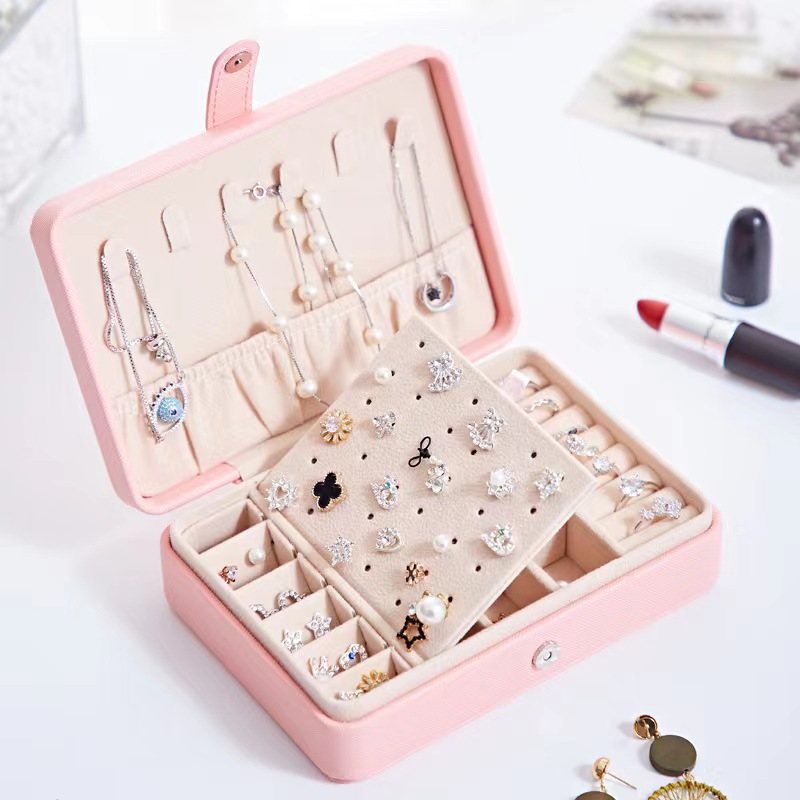 Portable PU Simple Jewellery Packaging Stud Earrings Ring Multi Function Jewelry Organizer Custom