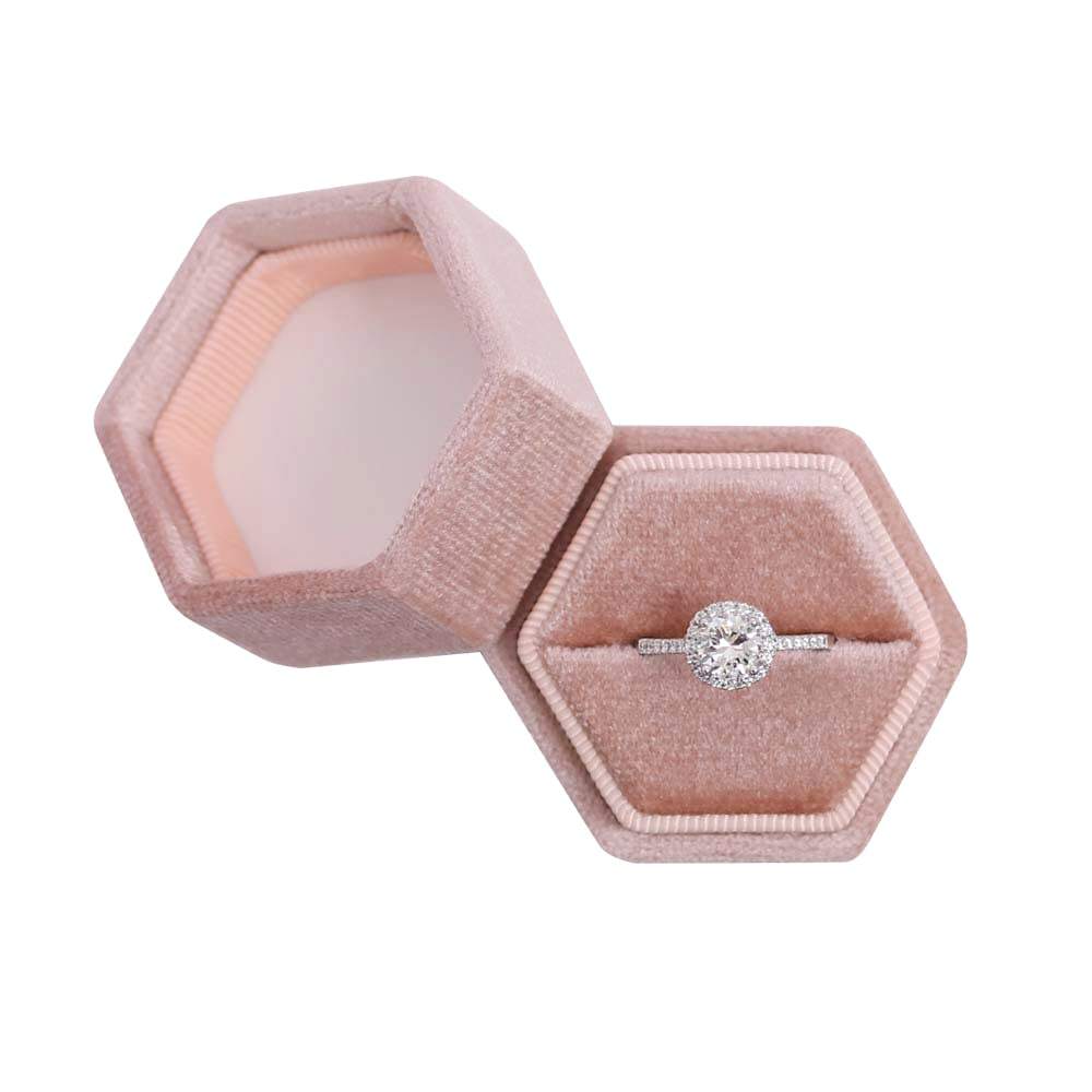 Custom High Quality Small Hexagon Velvet Jewelry Gift Box For Ring Earring Necklace