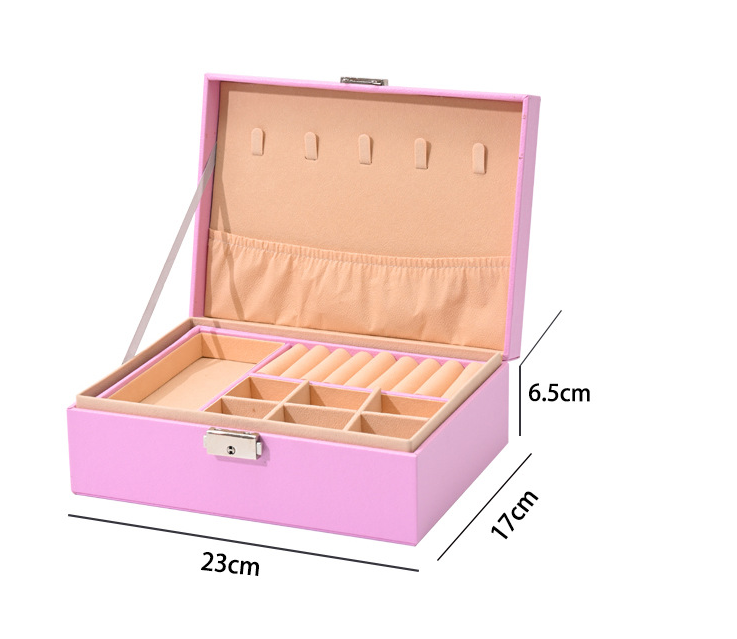 Double Layer Jewelry Storage Box With Lock High-End For Jewelry Necklace Earrings Jewelry Safe Box