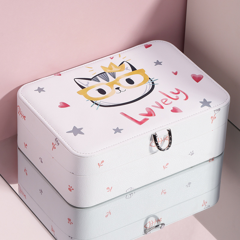 Cartoon Custom Women Girls Factory Direct Portable Travel Packaging Leather Jewelry Box