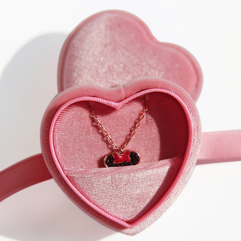 High Quality Heart Shape Box Velvet Gift Small Ring Necklace Bracelet Organizer Box