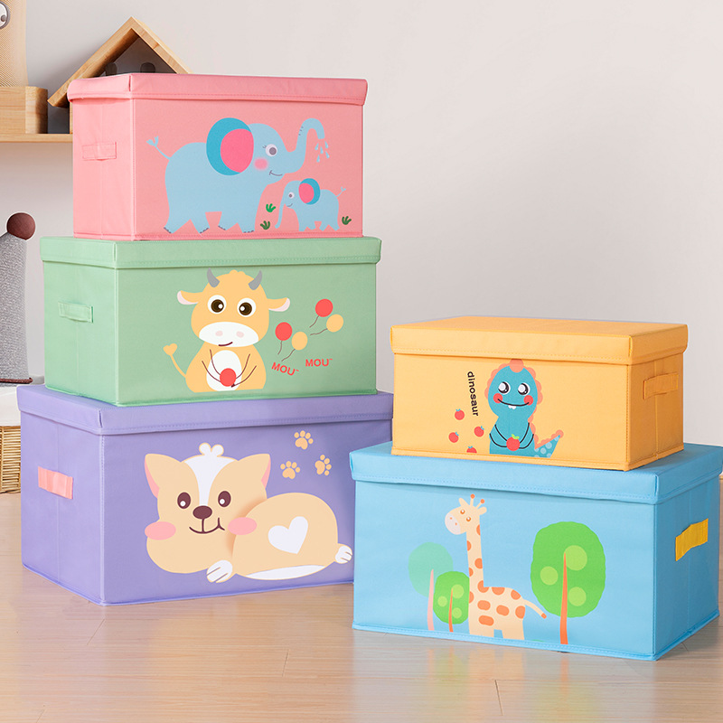 Cute Animals Printed Kids Girls Toys Cartoon Clothes Folding Fabric Storage Box