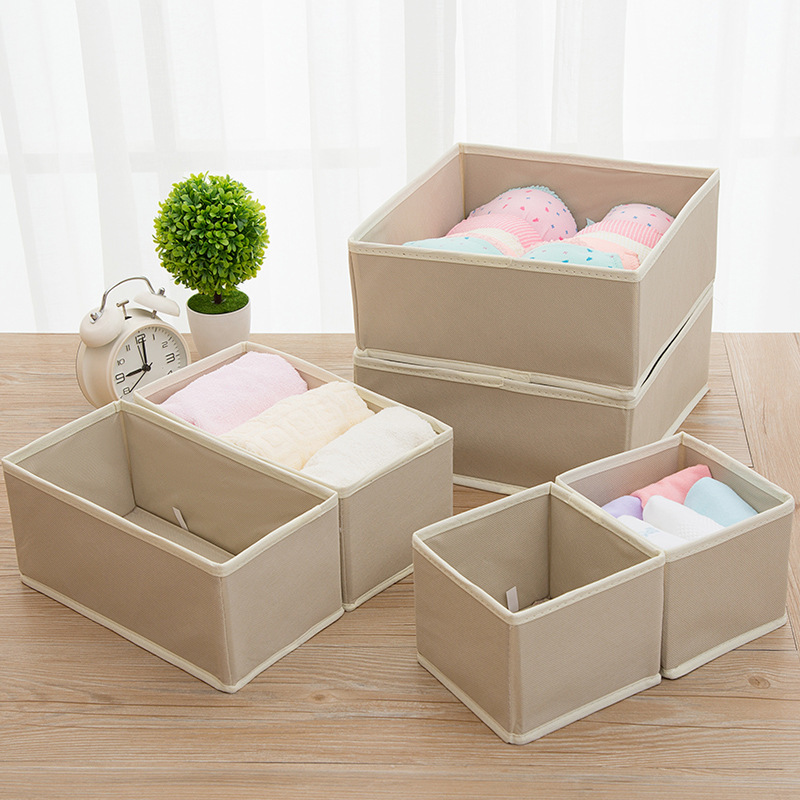 Square Six Piece Underwear Cloth Toy Desktop Drawer Non-Woven Organizer Storage Box