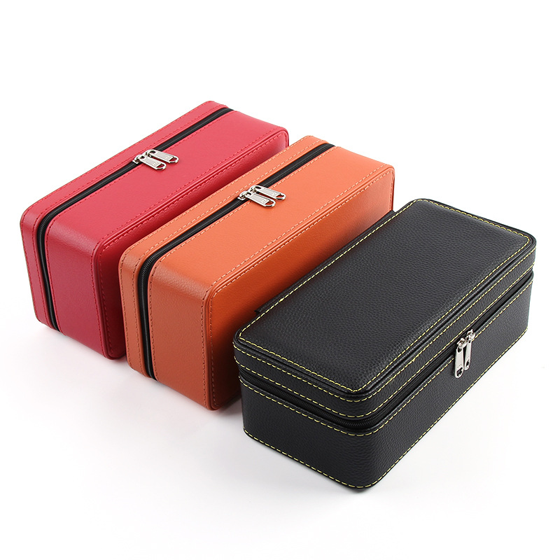 Custom Travel Double Layer zipper portable jewelry box ring bracelet earrings storage jewelry box