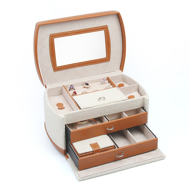 Luxury PU jewelry box organizer portable travel boxes earring ring necklace storage box wholesale