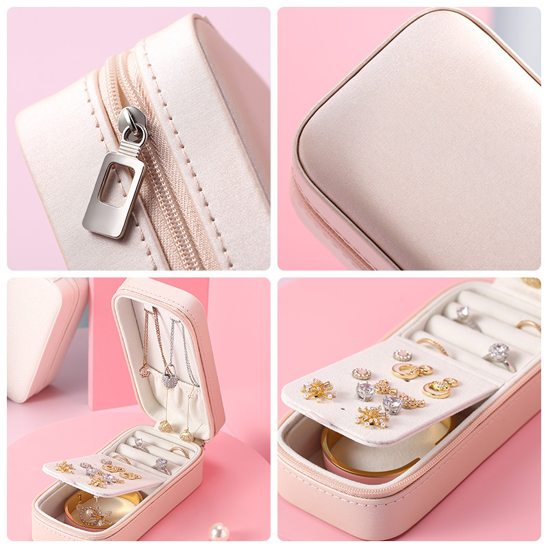 Women Girls Earrings Necklace Box PU Organizer Storage Case Display Travel Small Jewelry Boxes
