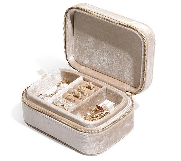 Customized High-End Velvet Organizer Travel Jewelry Storage Box Necklace Earrings Ring Box