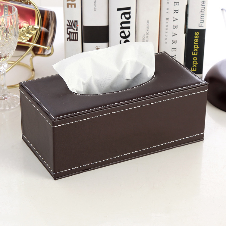 Hot Sale Square Hotel Household Restauraut Paper Napkin Tissue PU Leather Storage Box