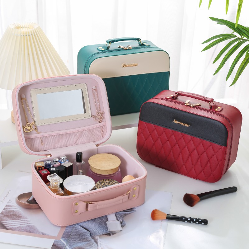Macaron Two-color Splicing Hand Makeup Case Cartoon Travel Toiletry Bag Cosmetic Case