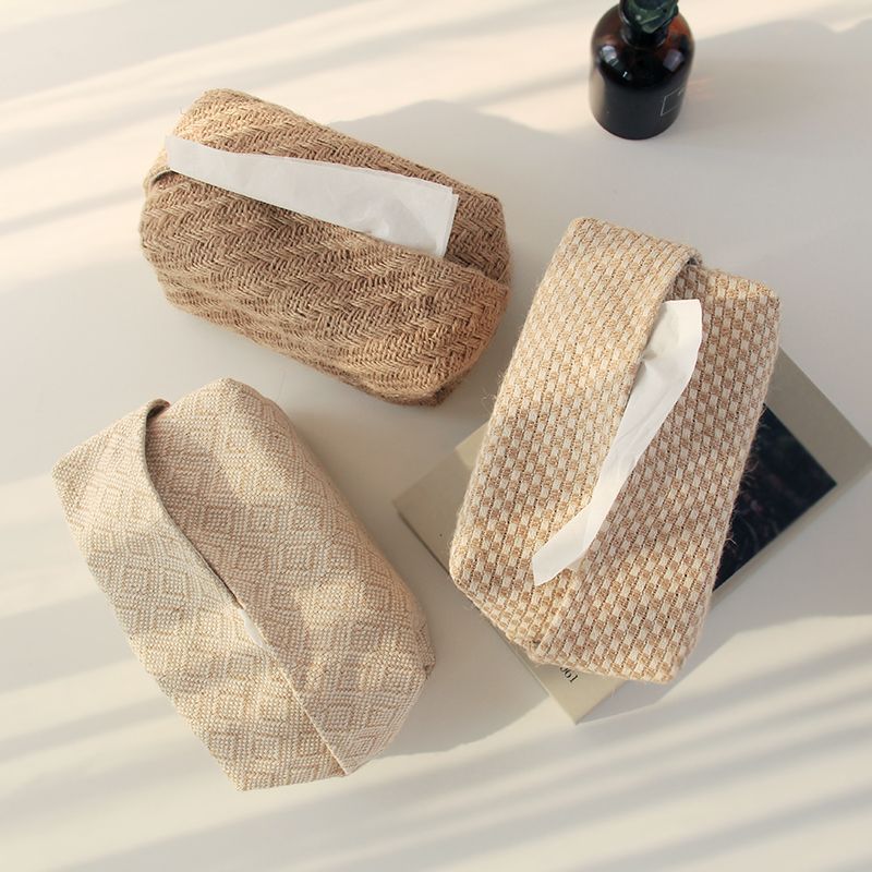 Simple Paper Home Living Room Guest House Cotton Linen Tissue Set Office Creative Tissue Box