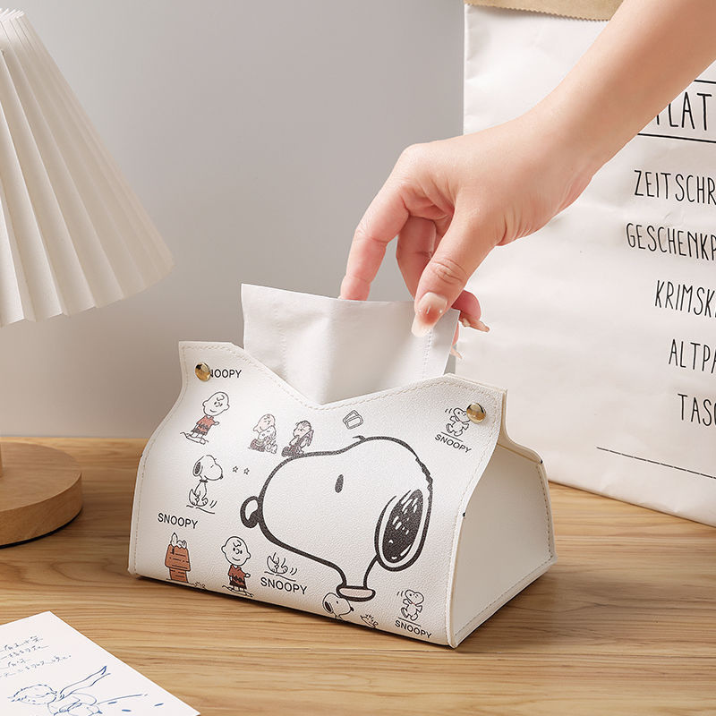 Cartoon Snoopy Light Luxury Living Room Home Desktop Paper Box High-End Car Tissue Box