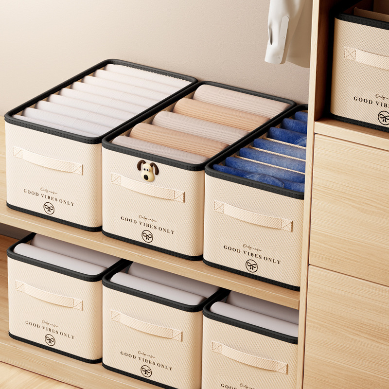 Luxury Cream Home Organizer Collapsible Wardrobe Clothes Division Storage Box