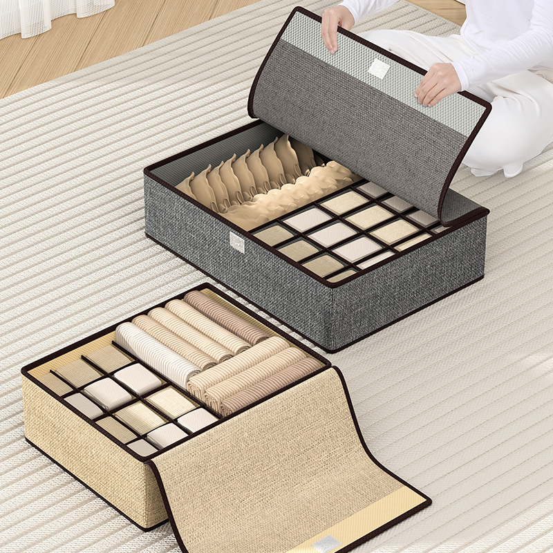 Household Underwear Drawer Type Desktop Large Capacity Foldable Cotton Linen Organizer Storage Box