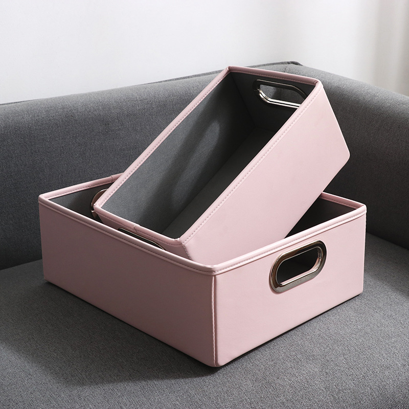 Foldable Desktop Toys Clothes Sundries Organizer Box Car Trunk PU Leather Storage Basket