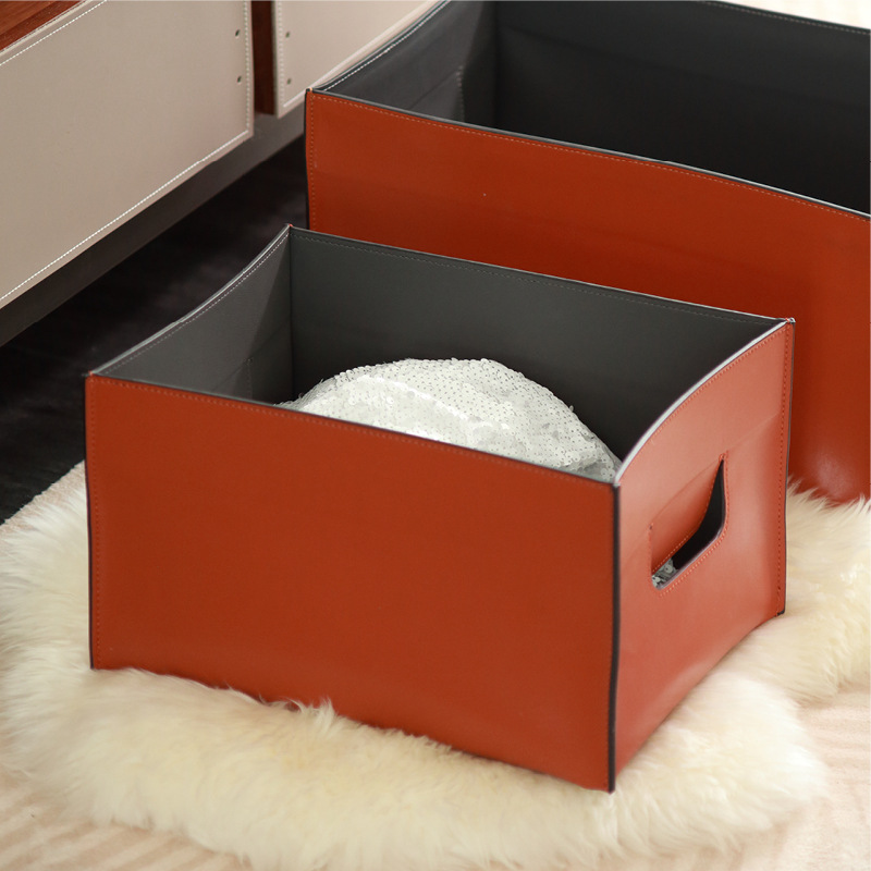 Handmade Genuine Leather Colorful Underwear Socks Clothing Snack Bedroom Storage Basket