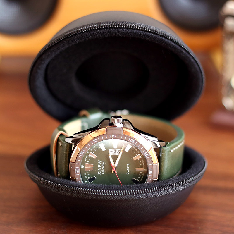 Portable Single Anti-pressure Black Watch Case Anti-Friction Watch Protection Box